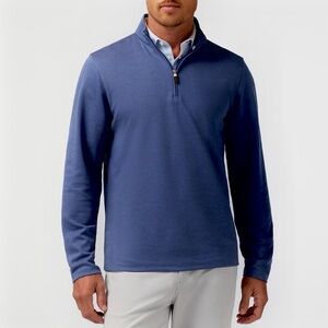 Mizzen + Main Performance Quarter Zip Pullover Golf Sweater Blue Medium EUC